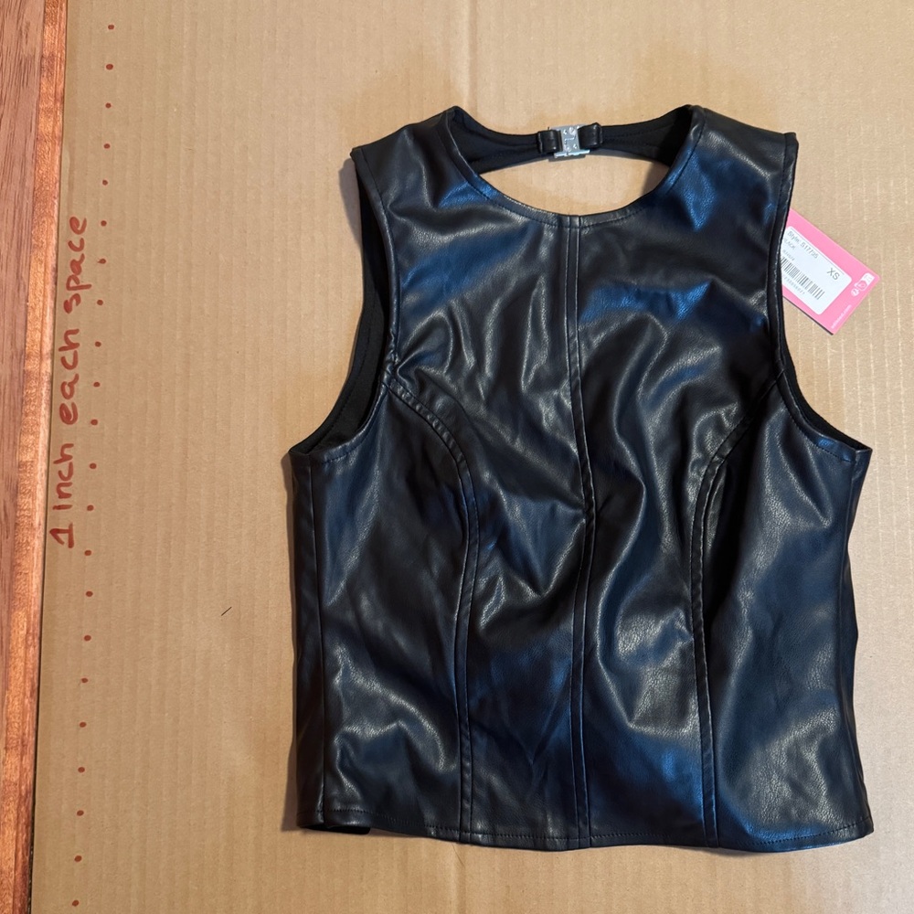 Edikted Black Faux Leather Tank Top